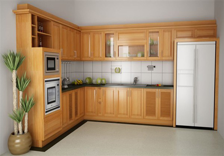 Tủ bếp gỗ sồi hình chữ L S07